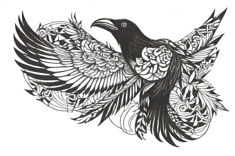 Crow Open Wings And Beak Open