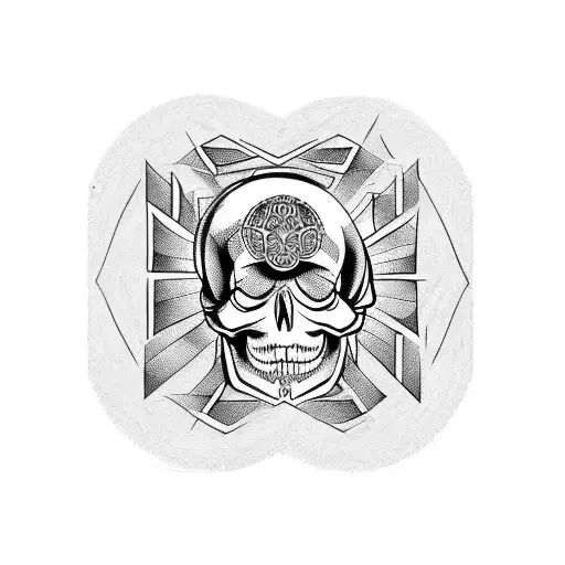 Memento Mori Skull Underarm Greek Runes Roman