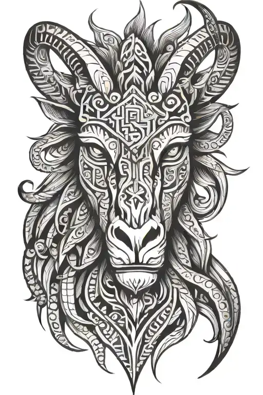 Aztec Capricorn Head