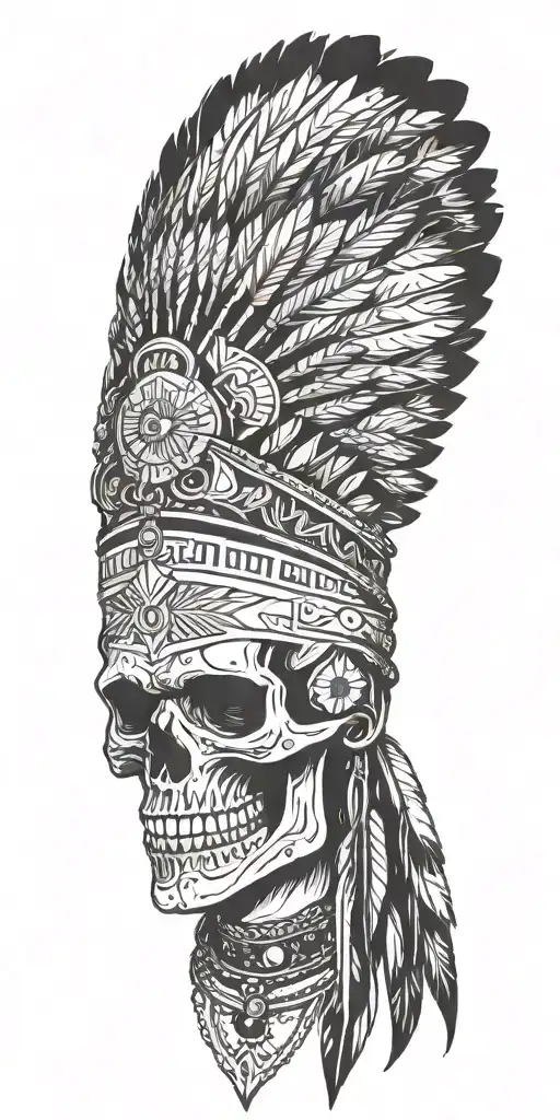 Indian Skull Wearing Headdress Being Worn