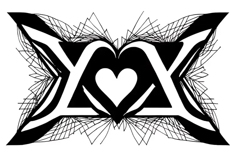 Letter Y And A Connected Line Tattoo With A Heart In The Middle