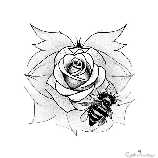 Griffin With White Rose And A Bee