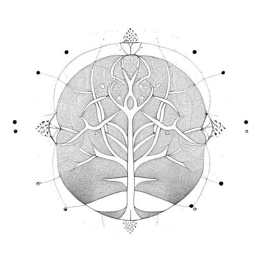 Tree Of Life With Lines And Dots