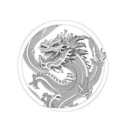 Japanese Dragon With Cherry Blossoms