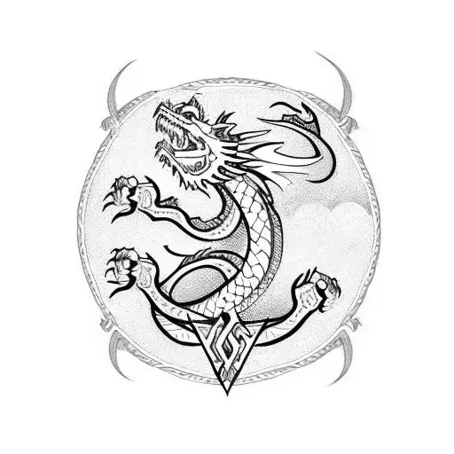 Dragon With Nordic Symbols