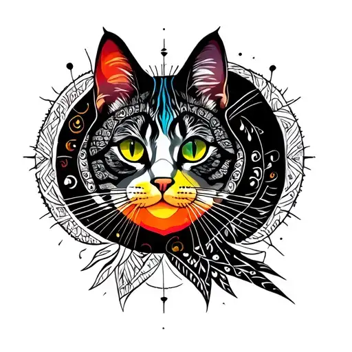 Sunset Mandala Cat Music