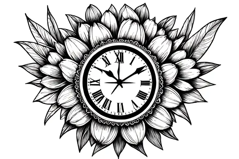 Flower And Time Clock