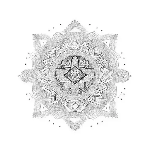 Arabic Structure Tatto With Crescent Moon