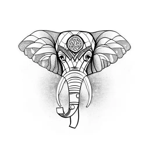 Elephant Skull Mandala Gothic Style