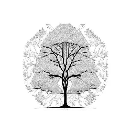 Tree With The 4 Seasons In Architectural Plan