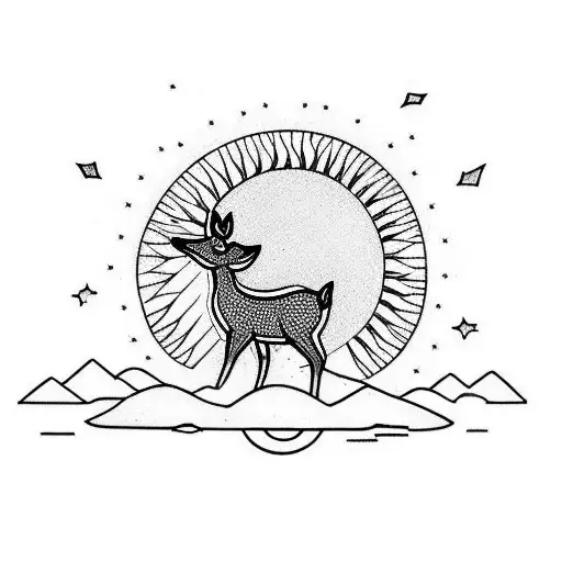 Little Deer Looking At The Sun And Standing By A River