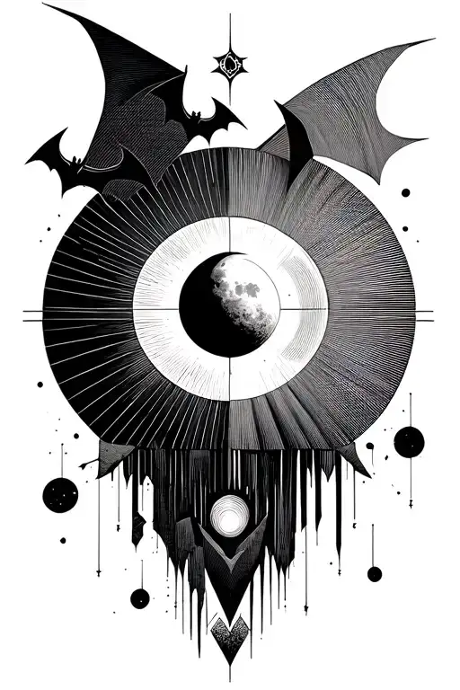 Geometric Moon Phase With Bat Signal