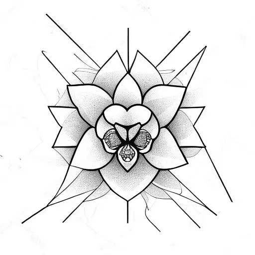 Geometric Shapes With Orchid Flower