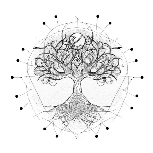 Tree Of Life With Lines And Dots