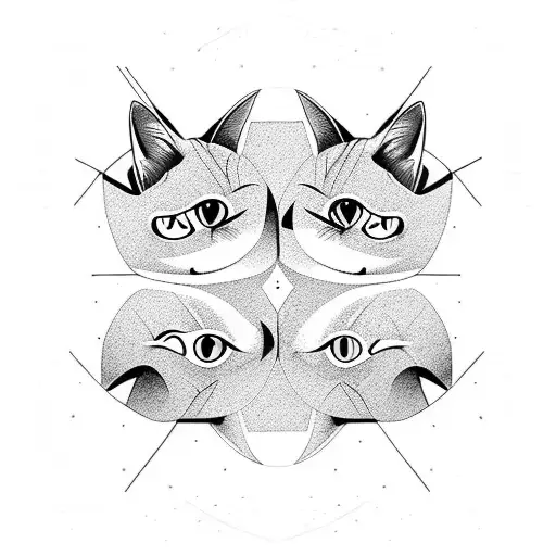 Two Cats Looking Up At The Moon