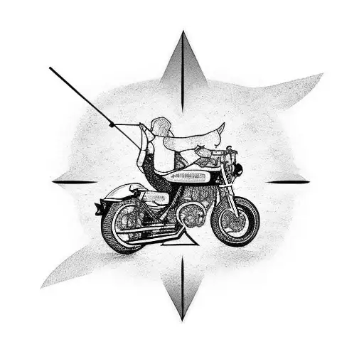Motorcycle Through An Arrow With Text Saying One Life