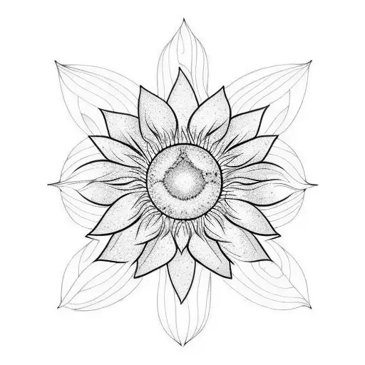 Sunflower Tatoo With Geometric Frame