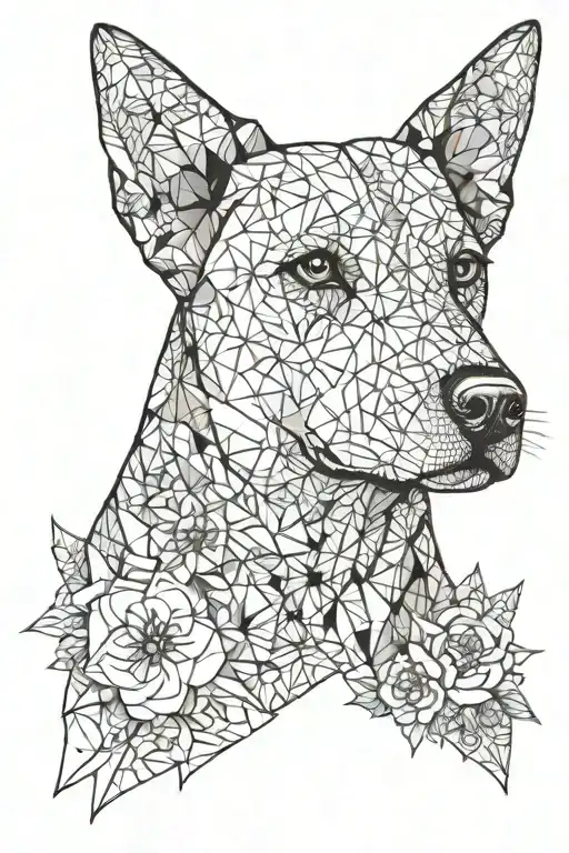 Dog Portait With Flowers