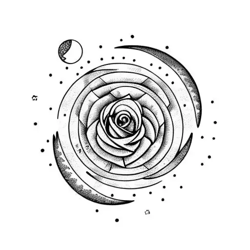 Moon With Rose Heart Broken