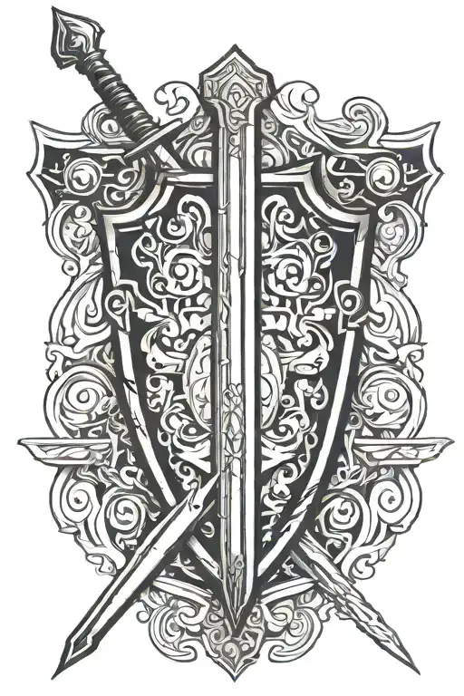 Shield And A Sword With Some Blood Flowing