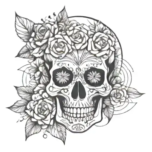 Skull And Flowers