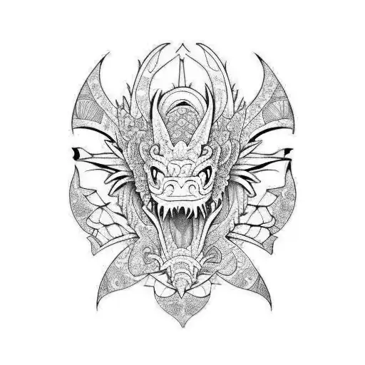 Koi Fish Dragon Mexican Aztec