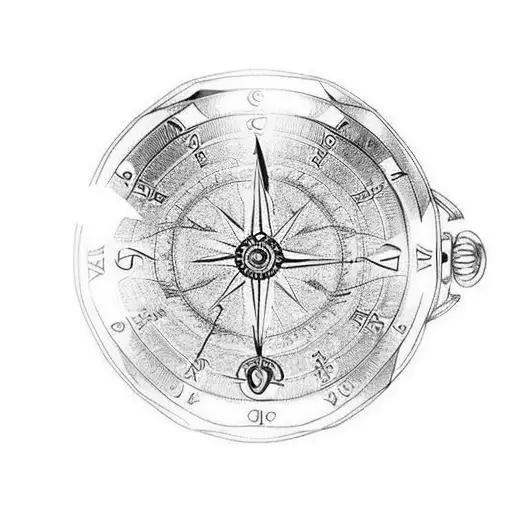 Brocken Pocket Watch With Compass With Ouroboros