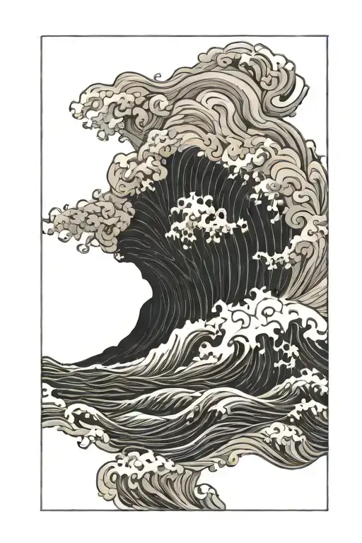 Inside A Black Rectangle Frame A Realistic Scene Of Dark Stormy Ocean With High Contrast