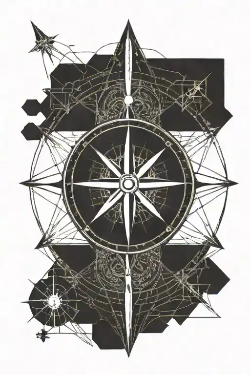 Geometric Background With Nordic Compass In The Middle