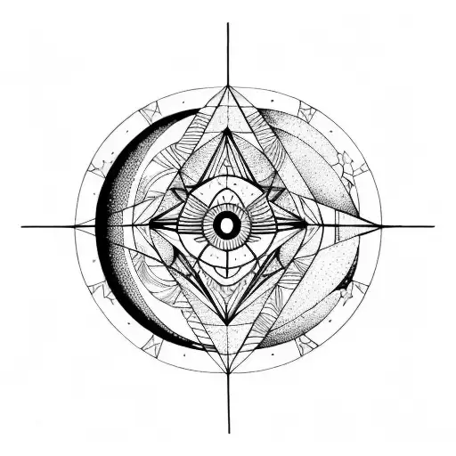 Moon Phases With Geometric Triangle Designs Invertical Line
