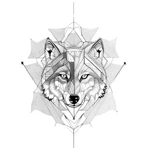 Wolf With Half Realism And Half Geometrical