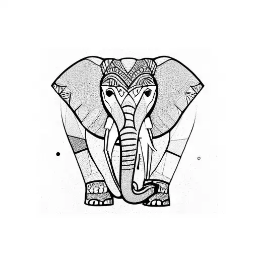 An Elephant Composed With Lines And Shapes