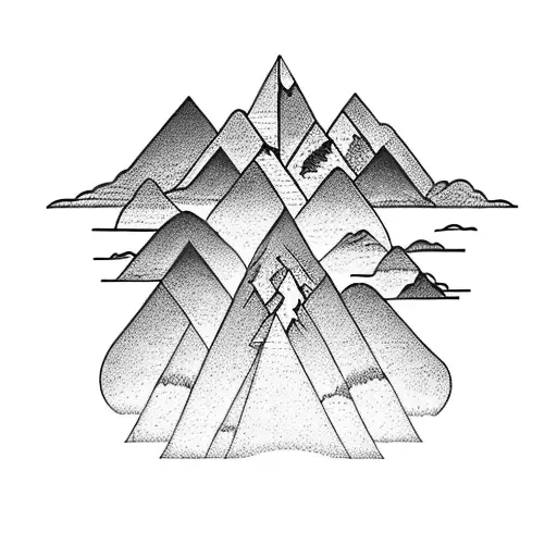 Mountain With Children And Wife