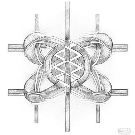 A Sketch-style Depiction Of A Dna Strand Forming The Shape Of A Cross