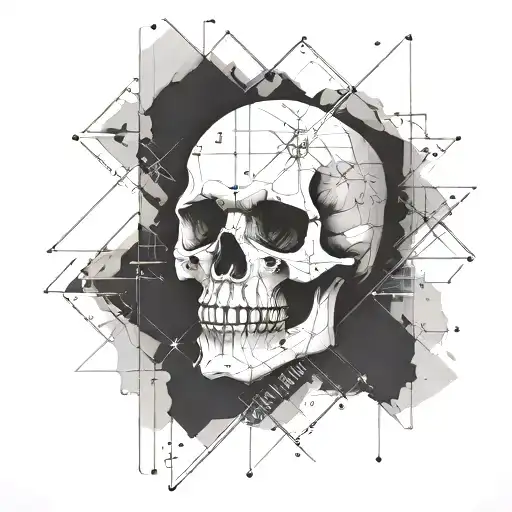 A Punk Rock Skull With Equations And Formulas Incorporated Into The Design