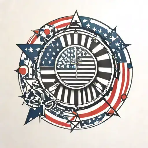Circle And American Flag Inside