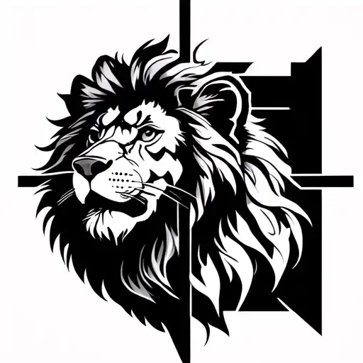 Lion Looking Up At A Cross