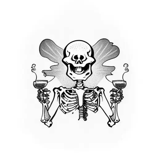 Skeleton Drinking Wine
