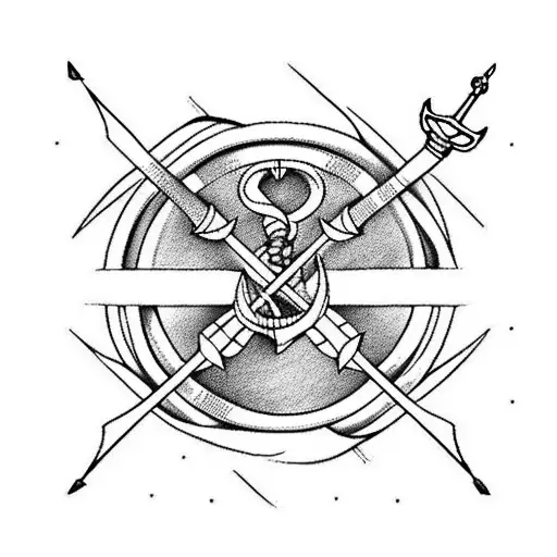 Anchor And Trident And Bow And Arrow