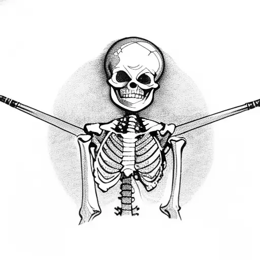 Grinning Skeleton Smoking While Standing On A Tank Firing A Gatling Gun