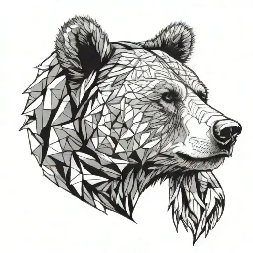 Grizzly Bear Head Profile Traditional Lady Head