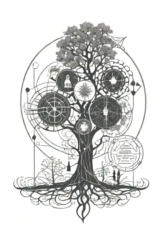 Family Tree With Cirlces And Symbols Representing Daughter