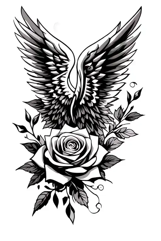 Faling And Rose And Angel Wing