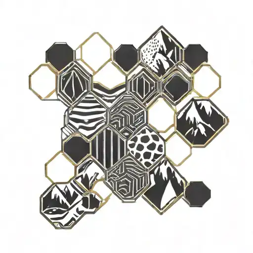 Honeycomb Pattern With Mountain Peak