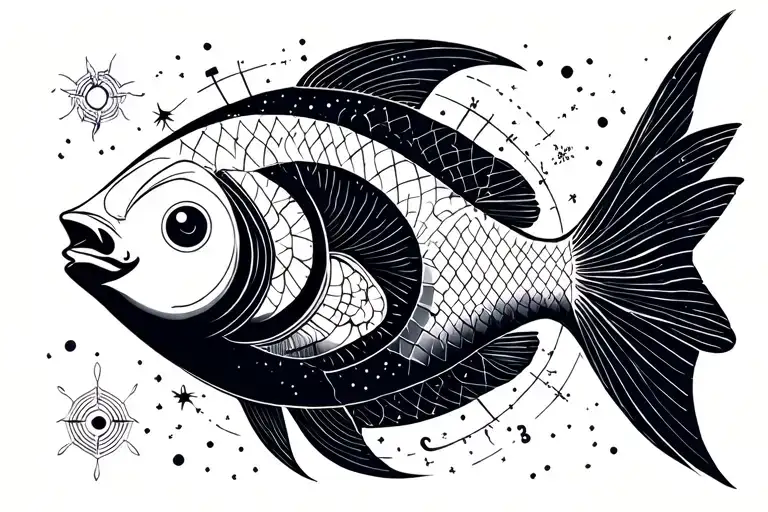 A Pisces-themed Celestial Composition That Integrates Elements Of Your Big 5 Zodiac