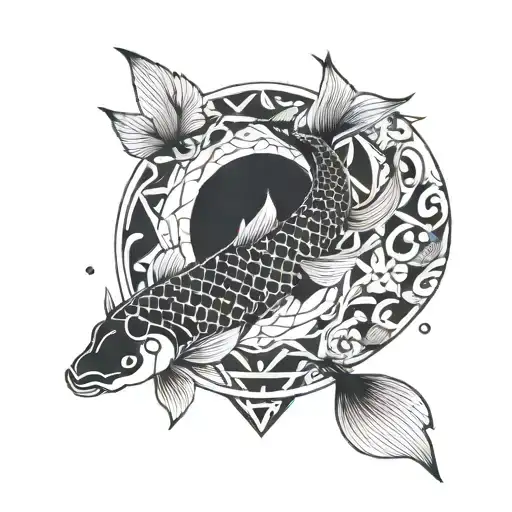 Yue W Koi Fish And Moon