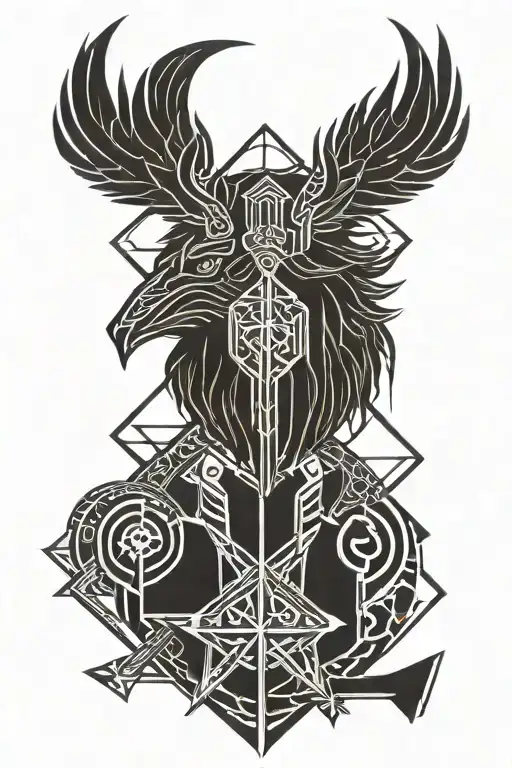 Odin Symbol With Valkeryie