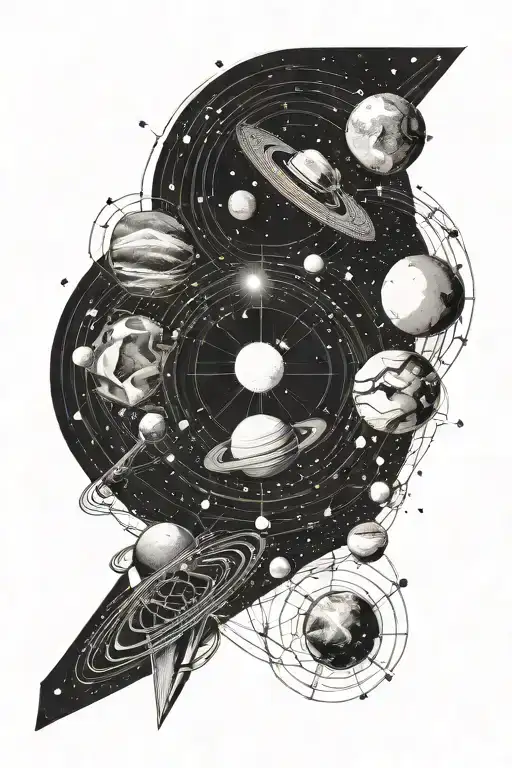 Idea For Tattoo That Shows Our Solar System With A Background Of A Beautiful Nebulah