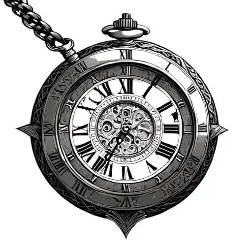 Pocket Watch With Roman Numbers Style