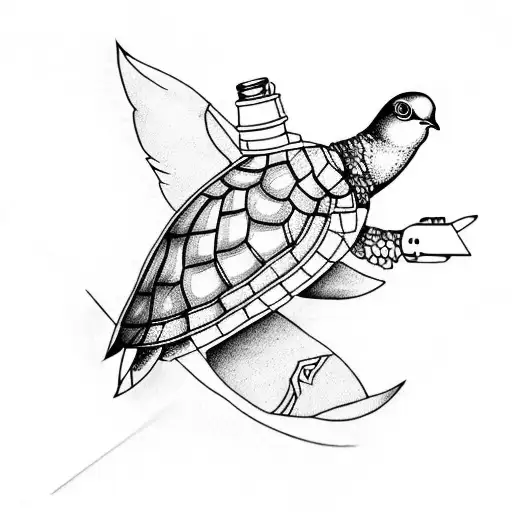 Turtle Dove With Pocket Knife And Olive Tree Branch